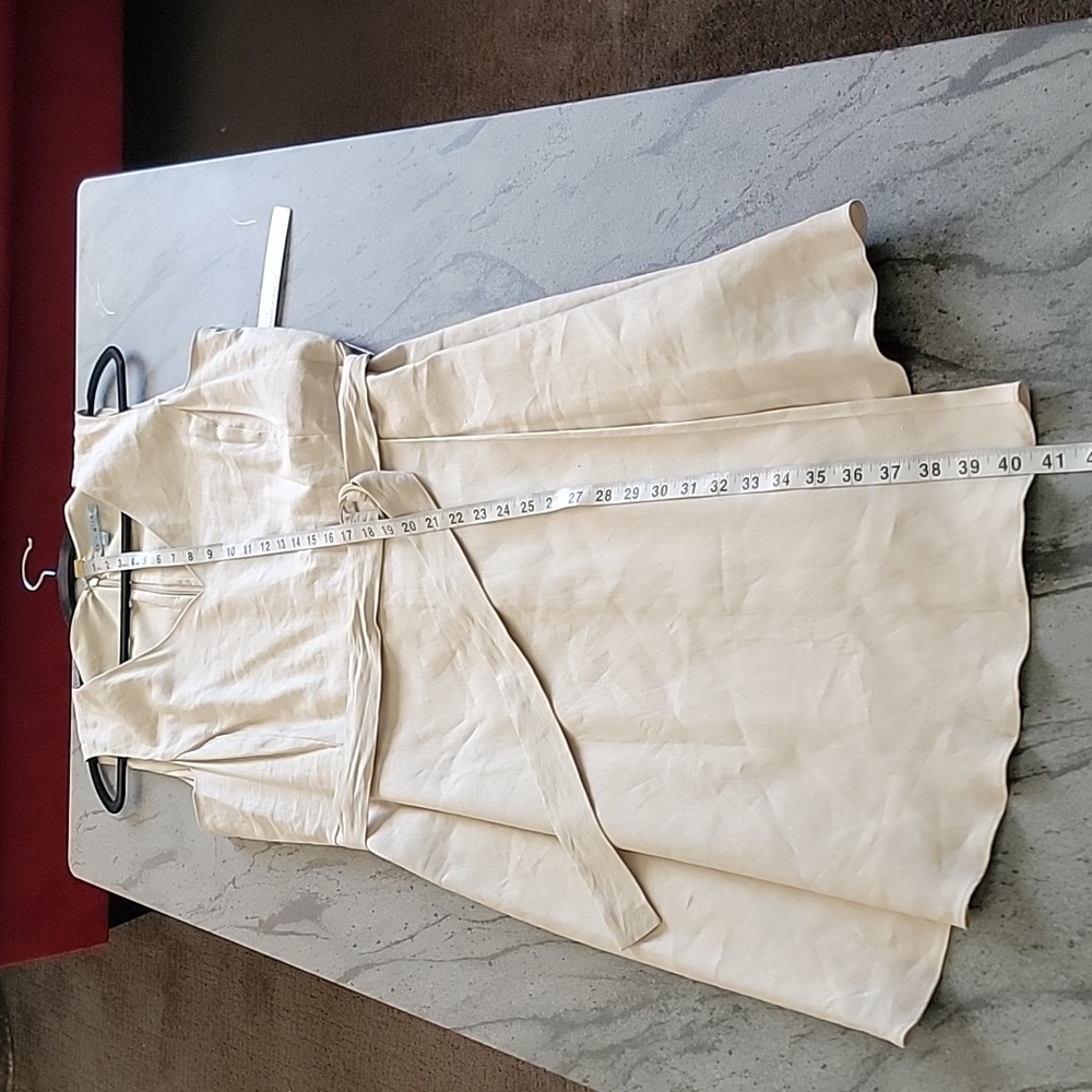 ANTONIO MELANI Natural Stretch Linen Eleanor Sleeveless Dress beige size 14 NWT - Picture 13 of 16